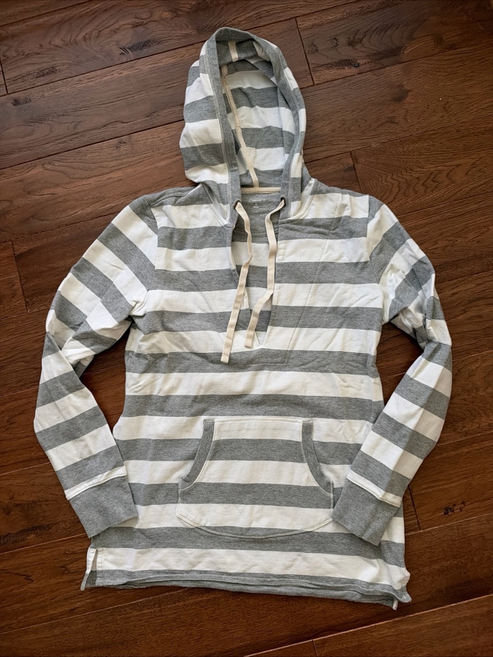Gap Body Gray & White Stripe Hoodie Medium